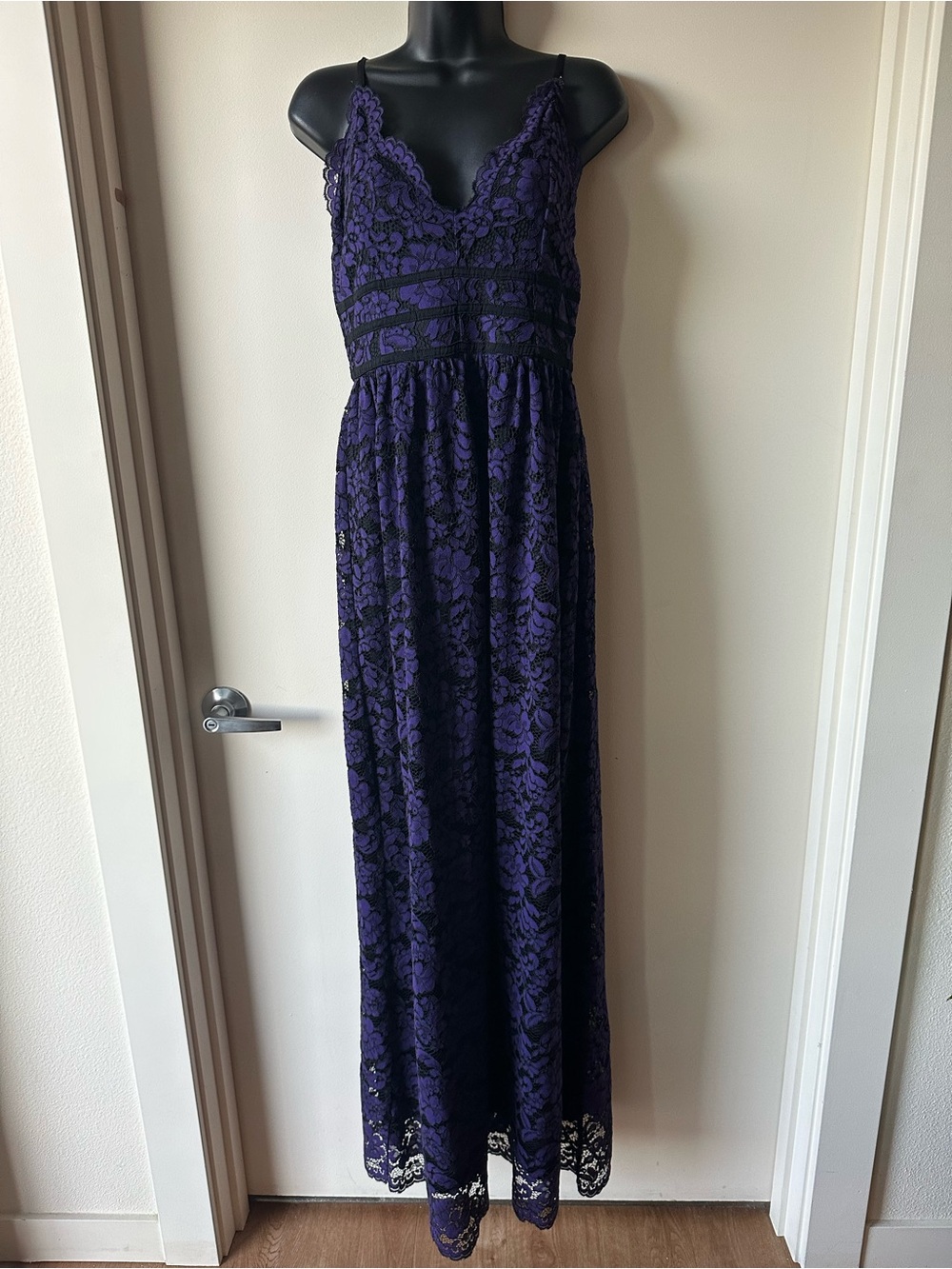 +MYSTIC+ Los Angeles Purple & Black Lace Overlay Whimsigoth Maxi Dress - Size M